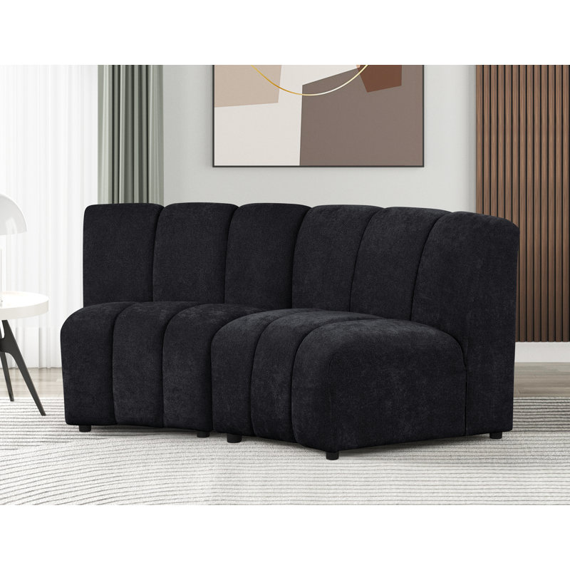 Myriad 2 Pieces Modular Seating Component, Black Fabric