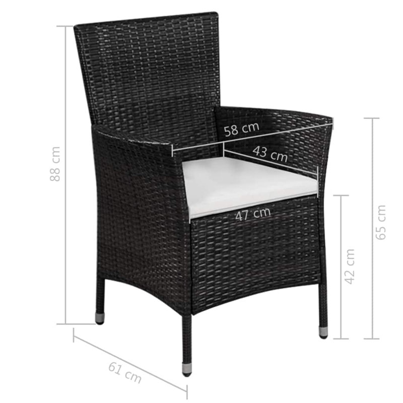 Patio Chair with Cushions, White, Black
