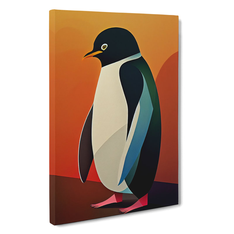 Perfect Penguin Abstract - Wall Art, 50cm H x 35cm W x 3cm D, Wrapped Canvas