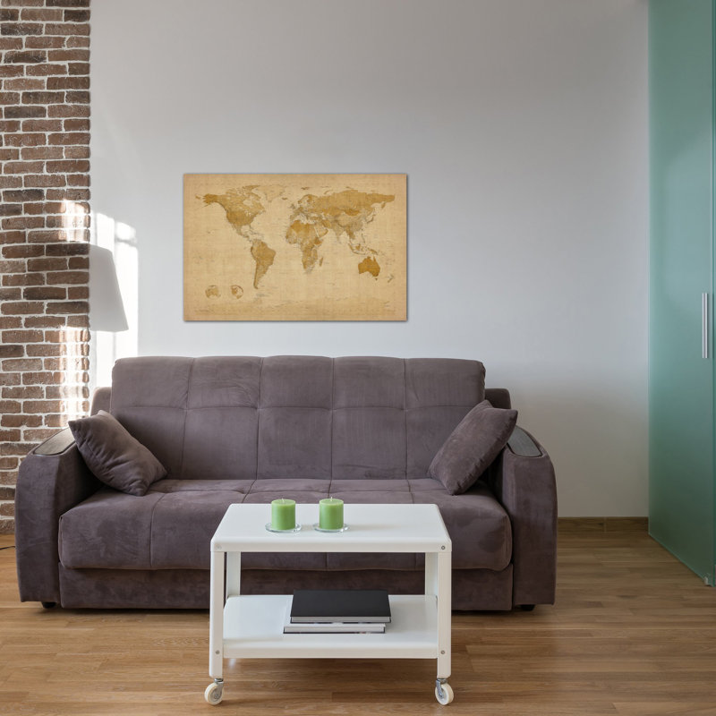 « antique world map ii » par michael tompsett, impression sur toile, H 26 po x l 40 po x P 1,5 po, Toile tendue, Pas de tapis