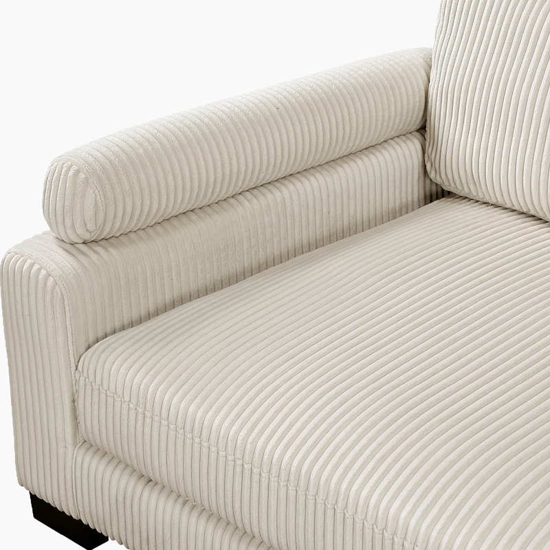 Hulett 180" Modern Modular Sectional with Microfiber Fabric, Reversible Cushions & 6 Pillows, Beige Microfiber, 4