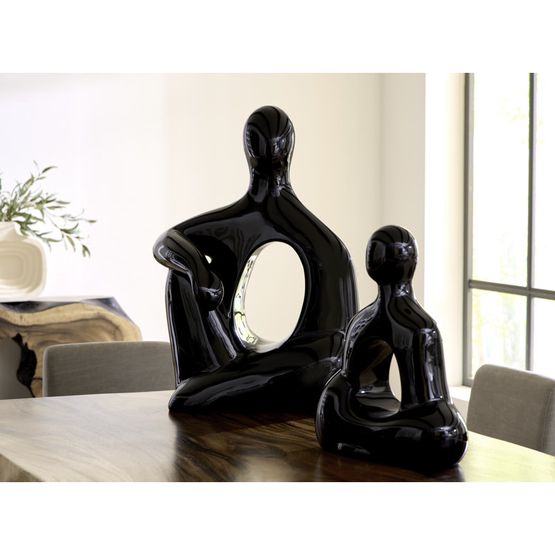 Seated Buddha Sculpture, Gel Coat Black