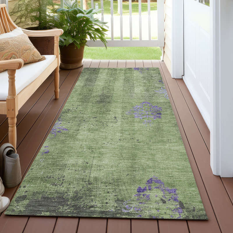 Machine Washable Indoor/Outdoor Xhevrie Aloe Rug, Runner 2'3" x 7'6"