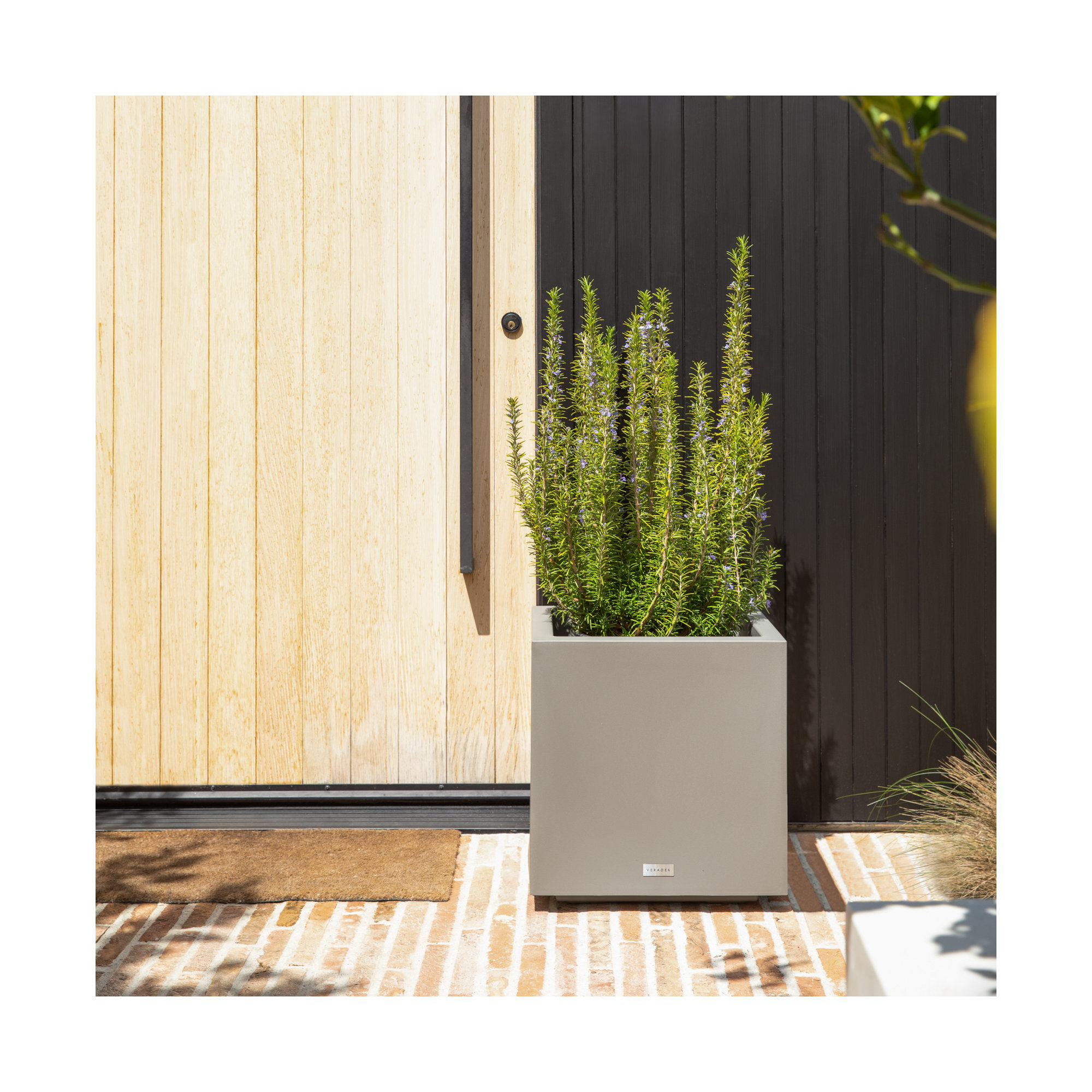 Block Series Cube Planter, 18.25" H x 17" W x 17" D, Gray