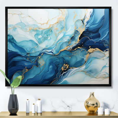 Impressions sur toile, formes liquides et bleues