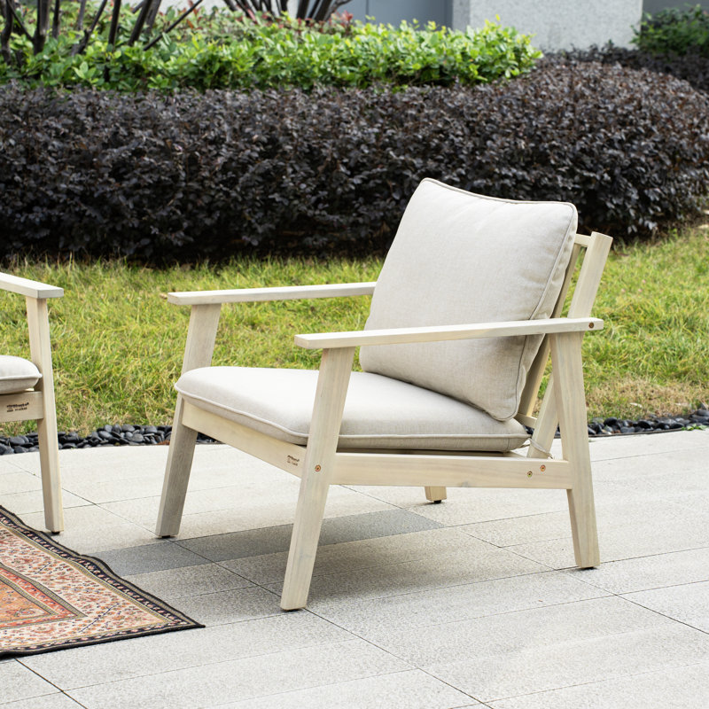 Acacia Wood Conversation Set With Cushions & Free Combination, 4 Pcs: Table, 3-Seate, 2 Chairs