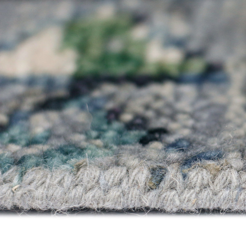 Wool Geometric Area Rug in Gray, Rectangle 2' x 3'