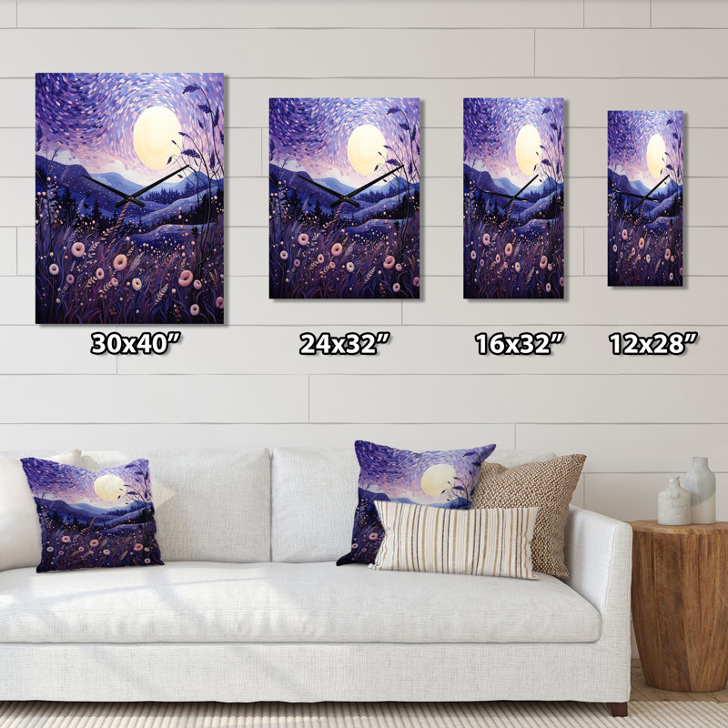 Horloge murale lavande enchanteresse lavande pointillisme I - Paysages, H 32 po x l 24 po x P 1 po