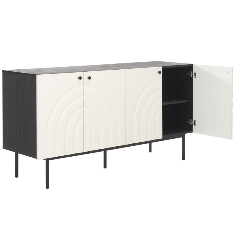 Muneet 4-Door Sideboard, Black/White