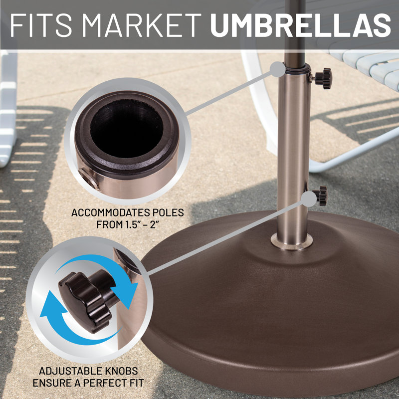 Base de parasol de patio autoportante remplissable d'une capacité de 120 lb, Bronze