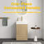 Meuble-lavabo rayé en chêne clair de 20 po avec lavabo en céramique blanche, meuble de salle de bain autoportant pour salle de bain moderne, lavabo en céramique blanche une pièce sans drain ni robinet, KD