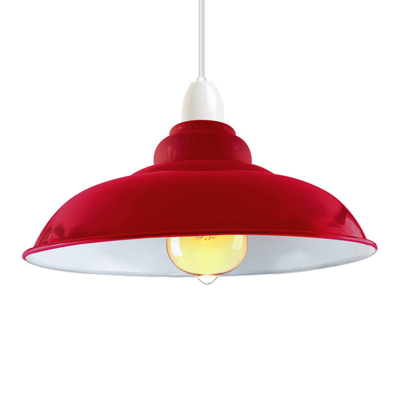Eutropios 27cm H Metal Bowl Lamp Shade ( Screw On ), Red