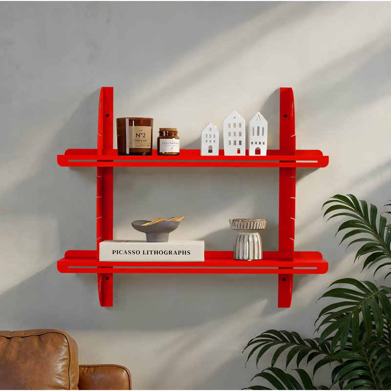 Decorative Metal Wall Shelf, Red