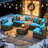 14 Pcs Outdoor Cushion Slipcovers All-Weather Patio Cushion Covers For Outdoor Furniture, Covers Only-1151527074