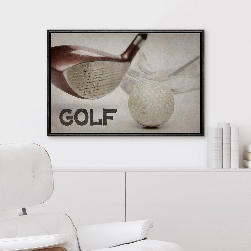 Impression sur toile encadrée de décorations de chambre à coucher de golf moderne et rustique, Noir, noir, noir, noir