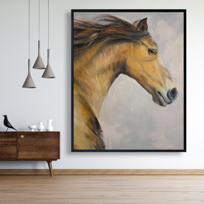 Proud Steed with Mane in the Wind - Framed Canvas Decor
