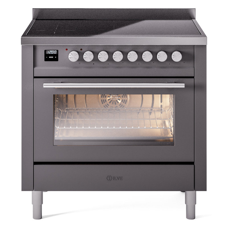 ILVE Professional Plus II 36 in Induction Range, Graphite Matte/Stainless Steel