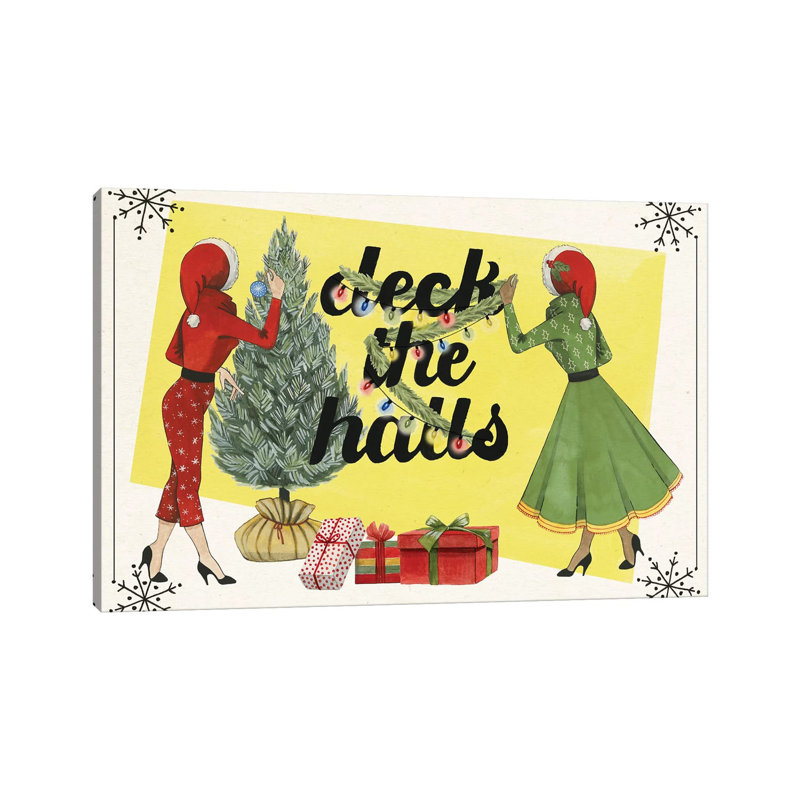 "Vintage Christmas Collection A" par Grace Popp - peinture sur toile tendue, H 12 po x l 18 po x 1,5 po