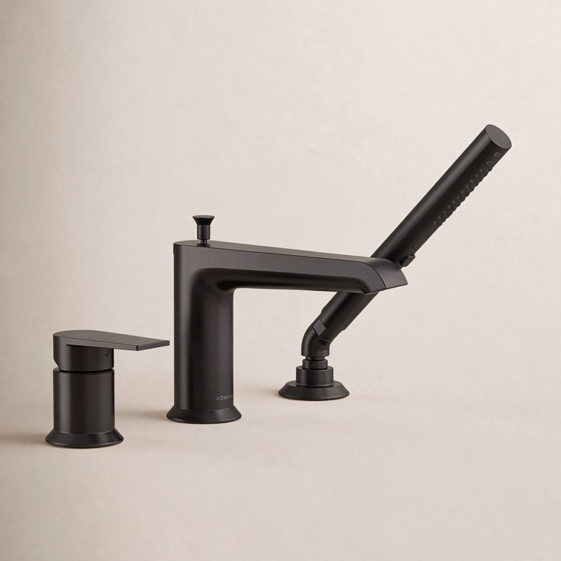 Hint Single-Handle Deck-Mount Bath Faucet With Handshower, Matte Black