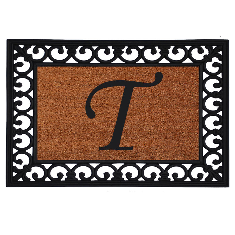 Tapis pour porte d'extérieur monogramme 25 po x 19 po Tanda, T