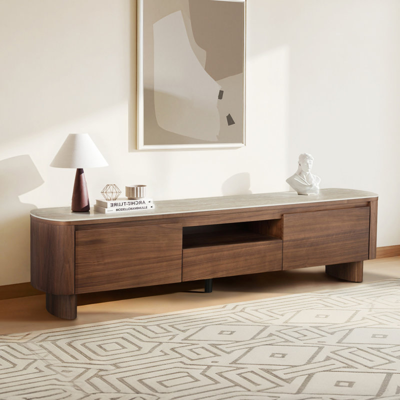 Grier 71" Storage TV Stand with Stone Slab Top