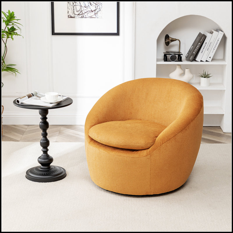 Fauteuil demi-tonneau Winnie, Tissu jaune