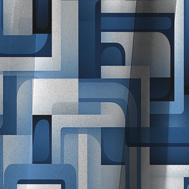 Blocs géométriques blancs et bleus Harmony I - Rideau occultant géométrique abstrait - 1 panneau, L 52 po x L 120 po