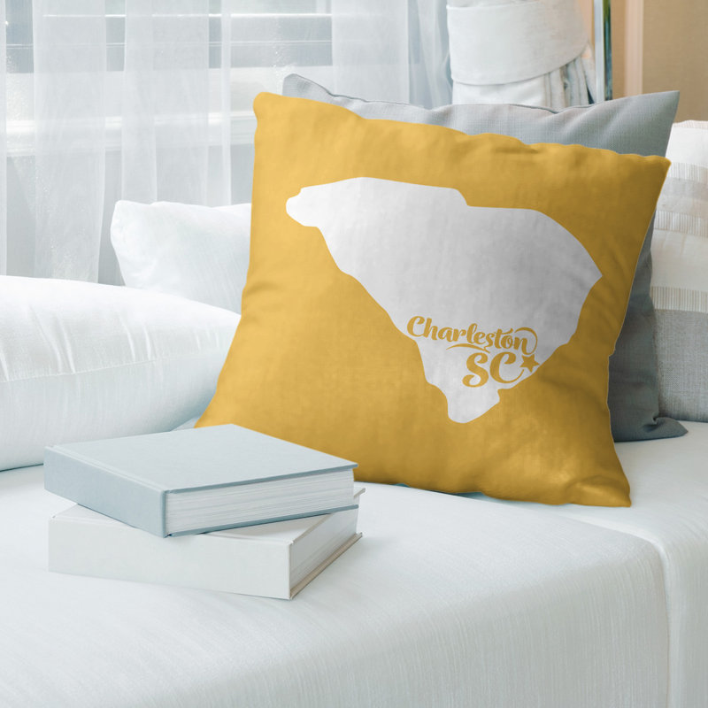 Coussin décoratif, 18 po x 18 po, Jaune, Charleston
