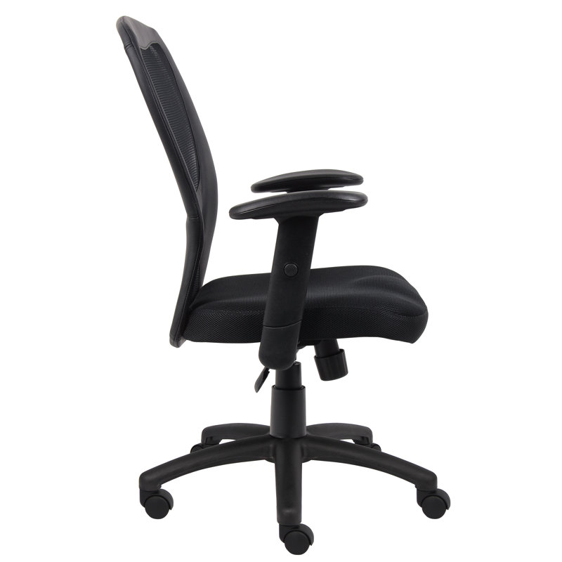 Black Ergonomic Mesh Back Vinyl Task Chair with Adjustable Arms