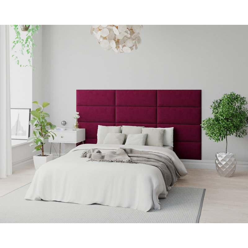 Kaoir 30 cm x 75 cm Peel and Stick Upholstered Wall Paneling in Berry
