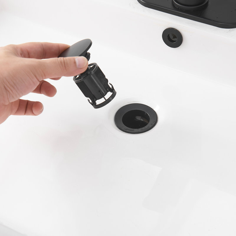 Robinet de salle de bain monocorps et monocommande avec bonde escamotable, Noir mat