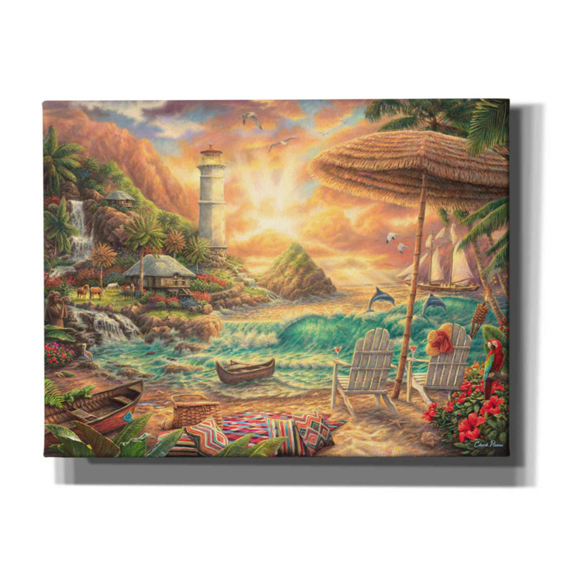 «Love the Beach» par Chuck Pinson, art mural sur toile, 26" H x 34" W x 1.5" D