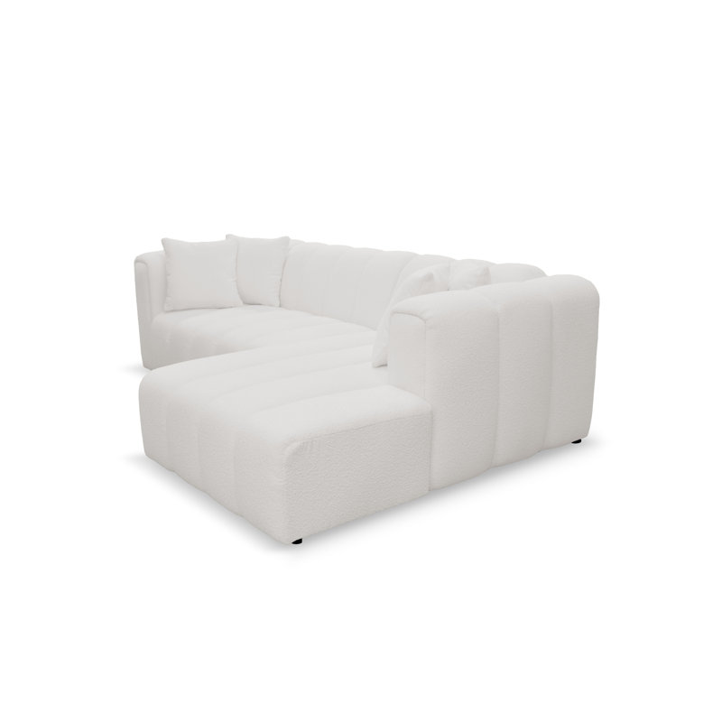 Oheneba 3 Seater Corner Sofa , Cream, Right Hand Facing