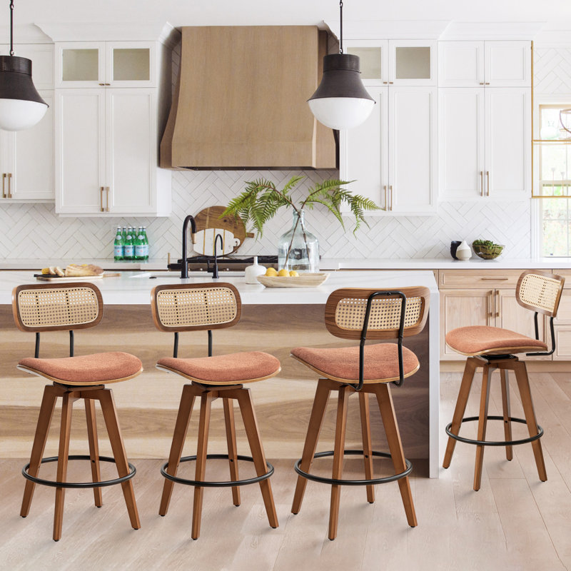 Sirine 66.8cm Swivel Bar Stool, Orange