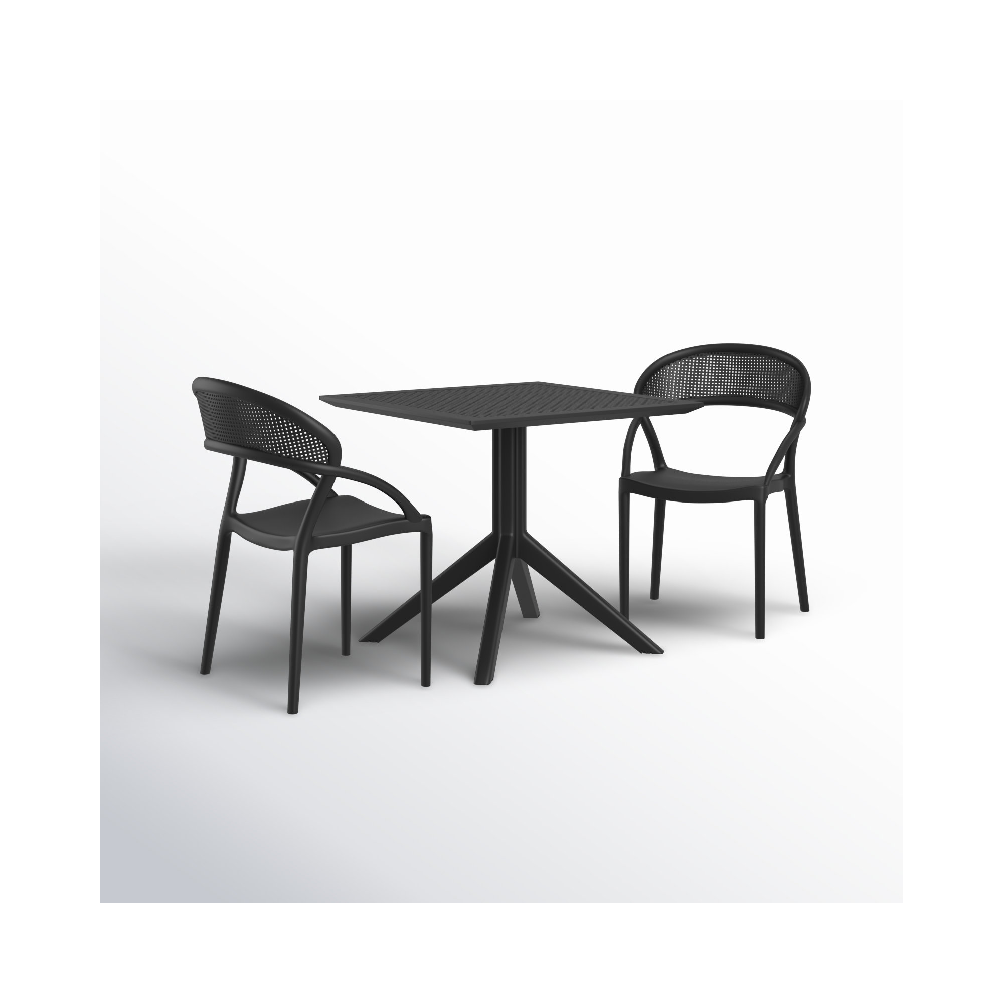 Farrah Patio 3 Piece Bistro Set, Black