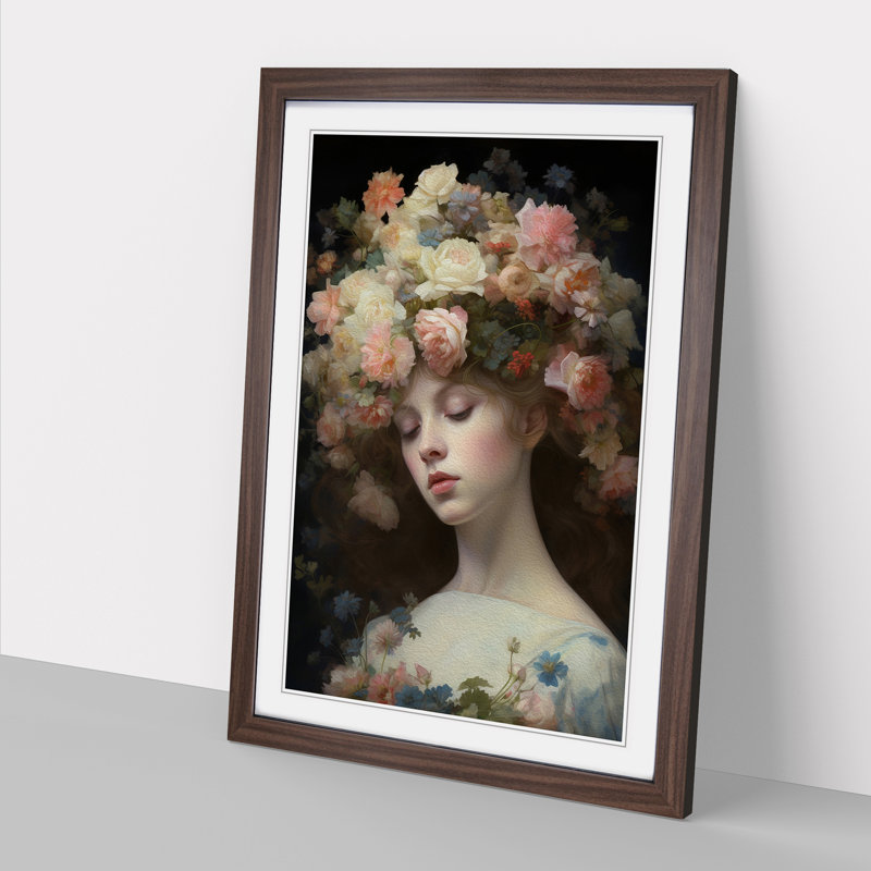 Floral Realism - Framed Print, 64cm H x 46cm W x 2cm D, Walnut