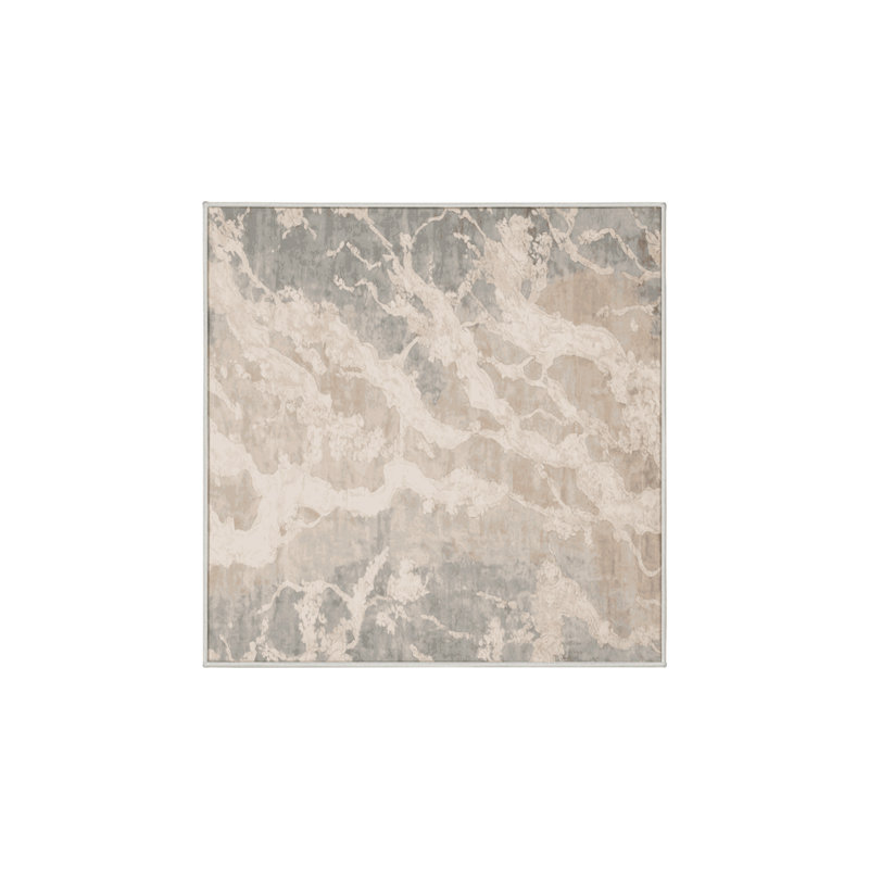 Tapis beige soyeux et moelleux, Carré 3 pi