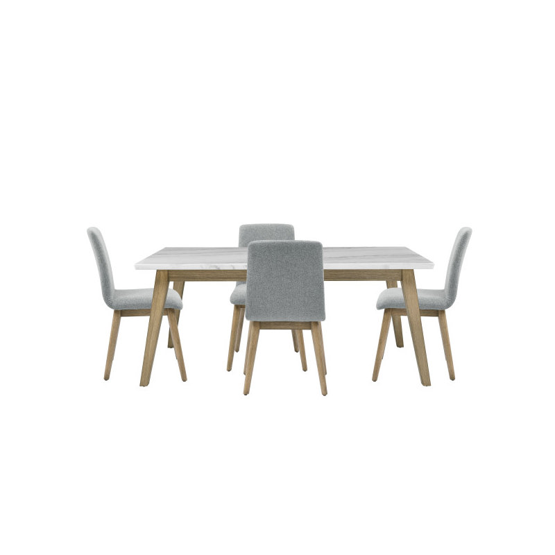 Mairenn Marble Dining Set, 5 Pieces: Table, 4 Chairs