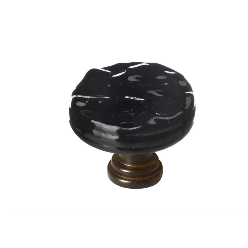Poignée ronde en verre Glacier, Bronze huilé, Noir