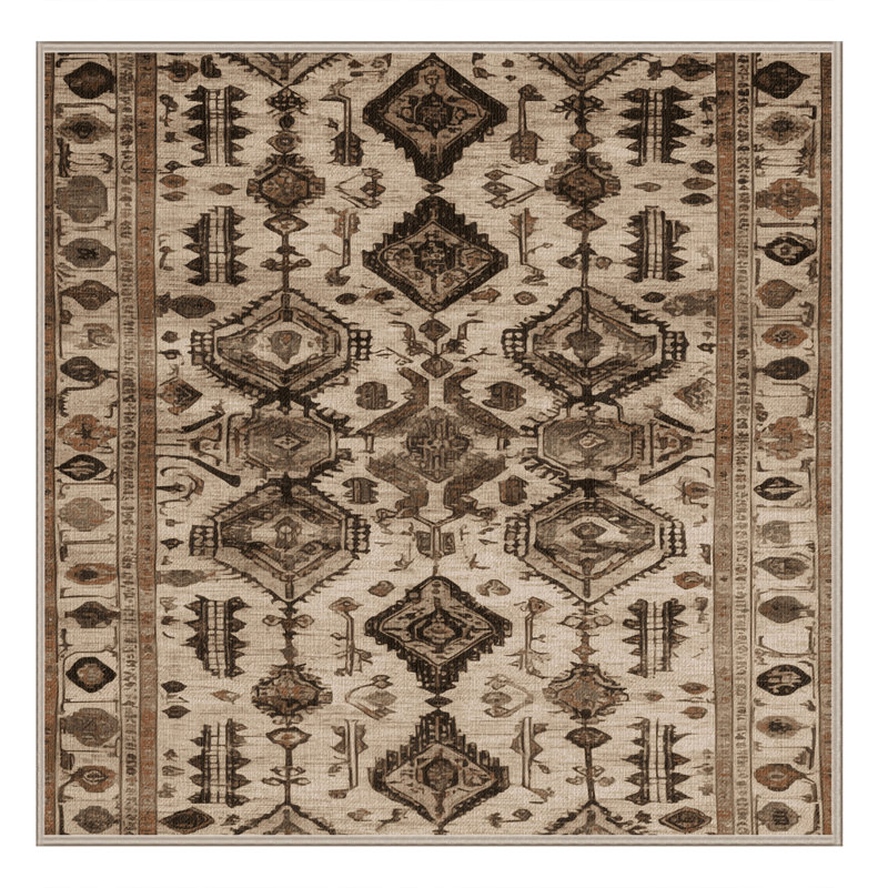 Tapis brun lavable à la machine, Carré 6 pi