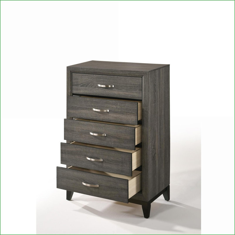 Commodes | Commode 5 tiroirs Valdemar Gris | Bois synthétique