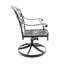 Chaise de patio pivotante en fonte d'aluminium 6 pièces avec structure noire et coussins bruns