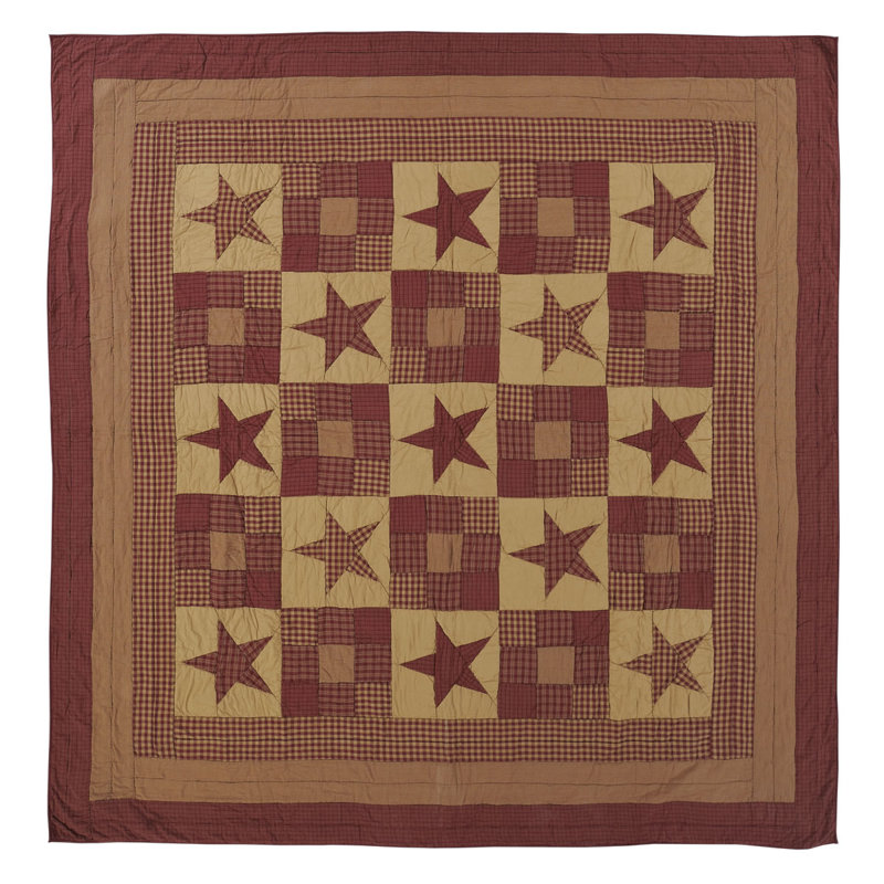 Ninepatch Farmhouse / Country Cotton Geometric Shapes Quilt