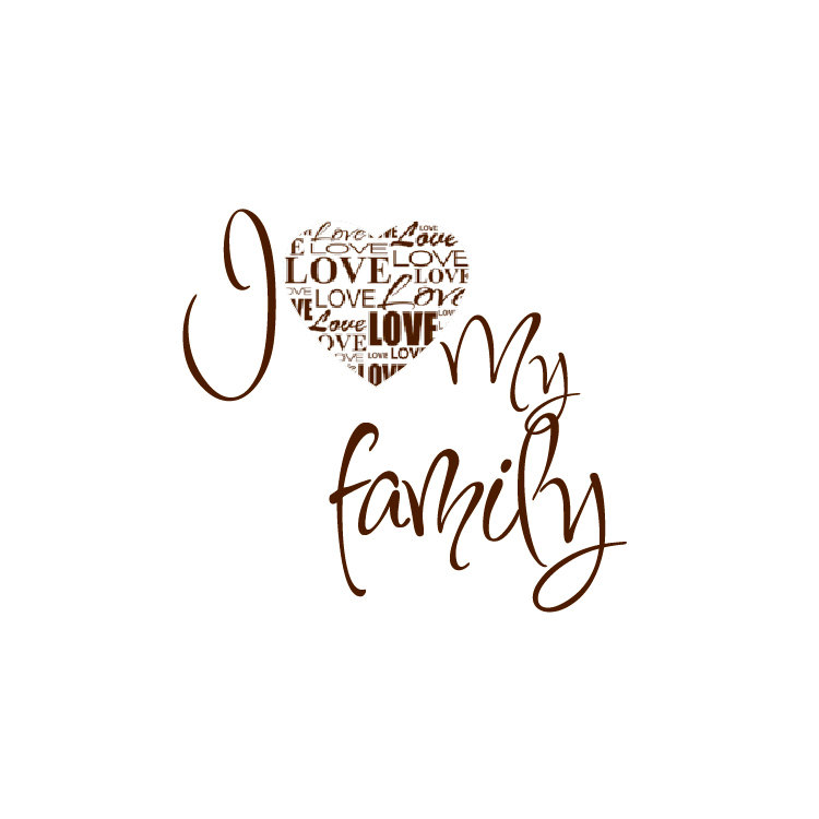 Décalcomanie murale i love my family, Chocolat