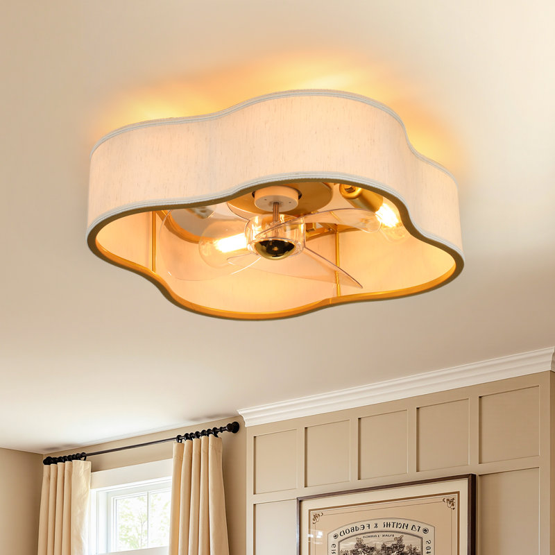 Ventilateur de plafond Arachne 19,7 po à 3 pales en tissu avec télécommande, moteur réversible moderne et silencieux, idéal pour les chambres à coucher