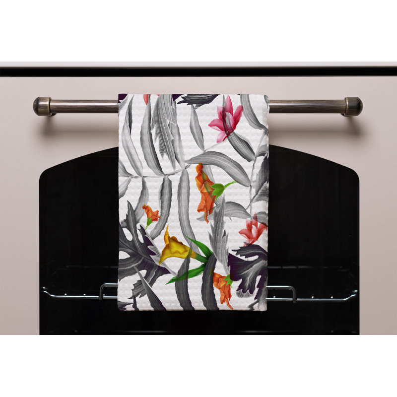 Cotton Floral Waffle Kitchen Towel