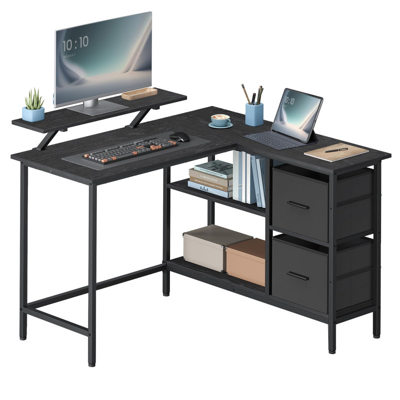 L-Shaped Metal Base Computer Desk