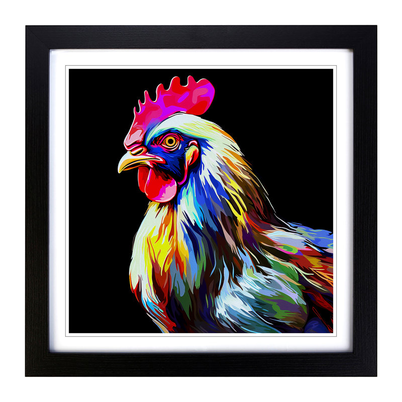 Chicken Digital Art - Framed Print, Black