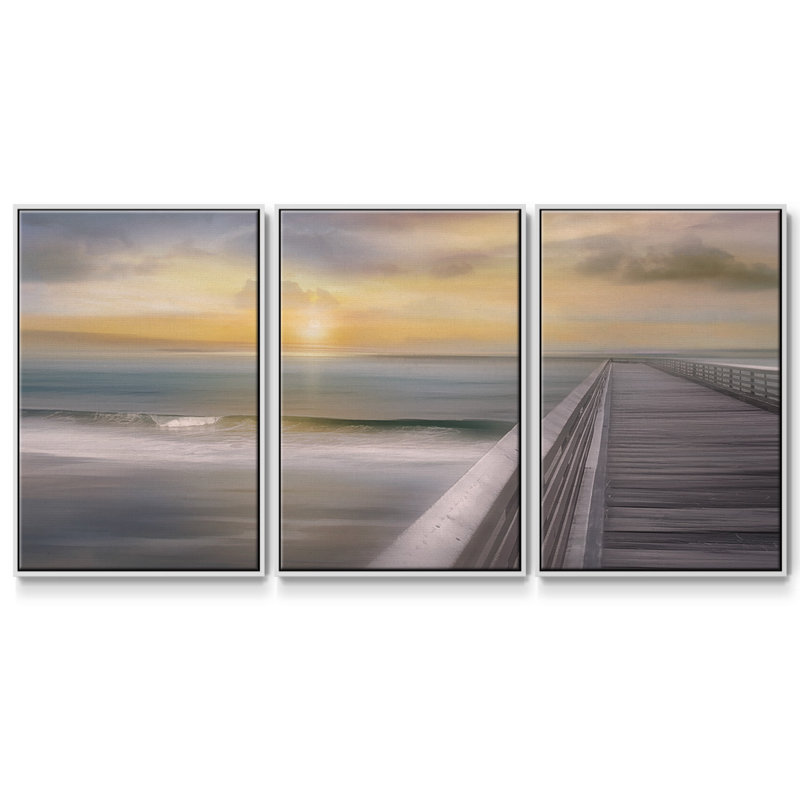 Sundown - Toile encadrée multi-pièces, H 24 po x l 48 po x P 2 po, Blanc