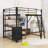 Loft Bed With Desk, LED Light, Storage Shelves, And Charge Station-1383466964